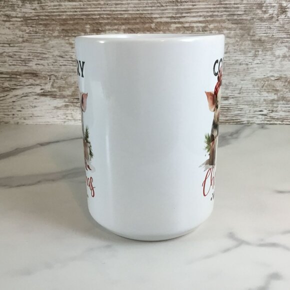 Pig Country Christmas Wishes Ceramic Mug - 15 oz Coffee Cup - Picture 5 of 6